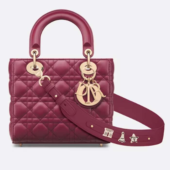 Dior Women CD Small Lady Dior My ABCDior Bag Deep Fuchsia Cannage Lambskin