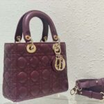 Dior Women CD Small Lady Dior My ABCDior Bag Deep Fuchsia Cannage Lambskin - Image 4