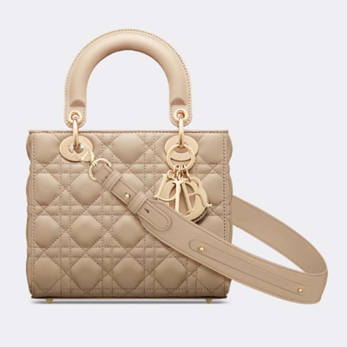 Dior Women CD Small Lady Dior My ABCDior Bag Sand-Colored Cannage Lambskin