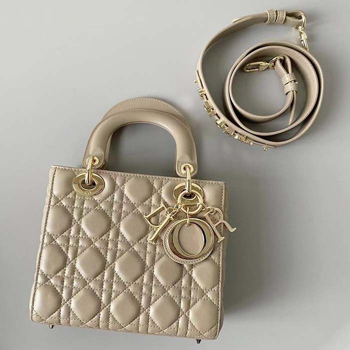 Dior Women CD Small Lady Dior My ABCDior Bag Sand-Colored Cannage Lambskin (4)