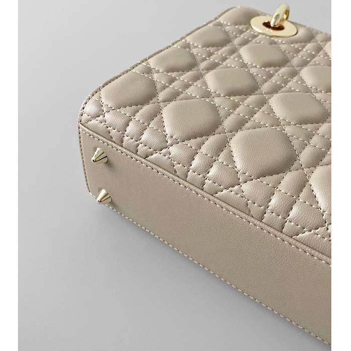 Dior Women CD Small Lady Dior My ABCDior Bag Sand-Colored Cannage Lambskin
