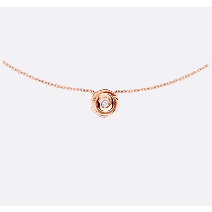 Dior Women CD Small Rose Dior Couture Necklace Pink Gold Diamonds 0.03 ct (3)