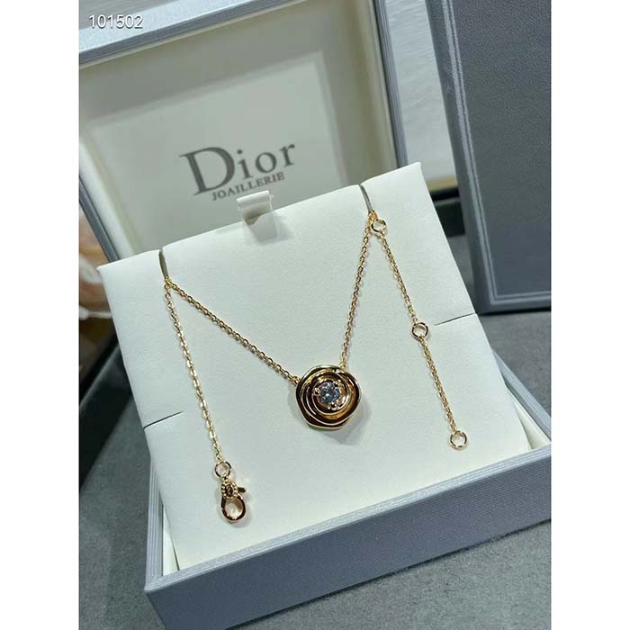 Dior Women CD Small Rose Dior Couture Necklace Pink Gold Diamonds 0.03 ct (7)