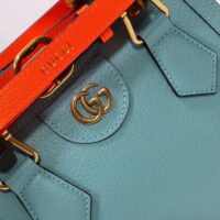 Gucci GG Women Diana Mini Tote Bag Light Blue Leather Double G (2)