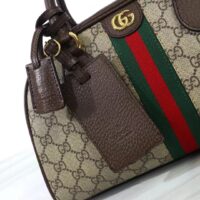 Gucci GG Women Savoy Medium Bowling Bag Beige Ebony GG Supreme Canvas Double G (6)