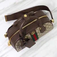 Gucci GG Women Savoy Medium Bowling Bag Beige Ebony GG Supreme Canvas Double G (6)