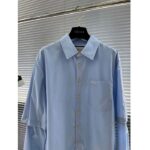 Gucci Women Cotton Poplin Embroidery Light Blue Piece Dyed Point Collar Detachable Sleeves - immagine 6