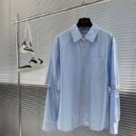 Gucci Women Cotton Poplin Embroidery Light Blue Piece Dyed Point Collar Detachable Sleeves - immagine 2