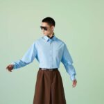 Gucci Men Cotton Poplin Embroidery Light Blue Piece Dyed Point Collar Detachable Sleeves - Image 12