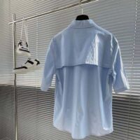 Gucci Men Cotton Poplin Embroidery Light Blue Piece Dyed Point Collar Detachable Sleeves (7)