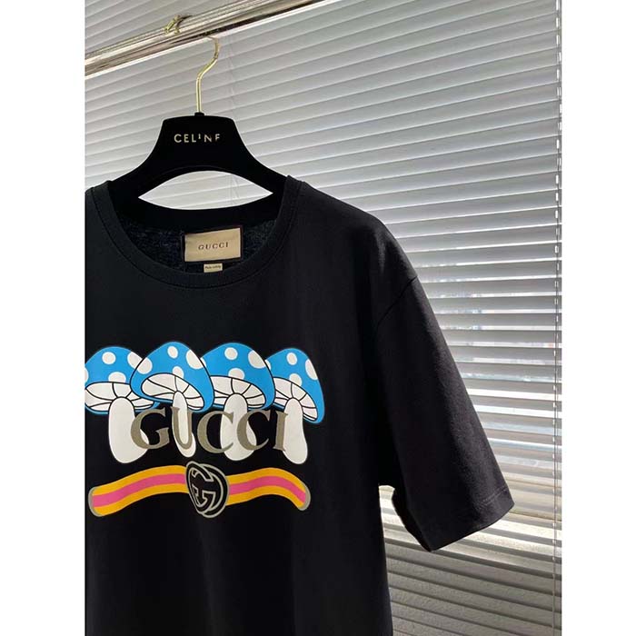 Gucci Men GG Cotton Jersey T-Shirt Print Black Crewneck Short Sleeves Oversize Fit (7)