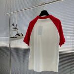 Gucci Women GG Cotton Jersey T-Shirt Red Off White Medium Crewneck Raglan Sleeves - Image 3