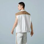 Gucci Men Washed Organic Denim Vest GG Light Blue Stone Bleached Point Collar Sleeveless - Image 15