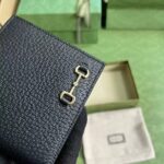 Gucci Unisex GG Bi-Fold Wallet Horsebit Black Leather Gold-Toned Hardware Moiré Lining - immagine 9