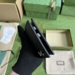 Gucci Unisex GG Bi-Fold Wallet Horsebit Black Leather Gold-Toned Hardware Moiré Lining - immagine 6