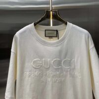 Gucci Unisex GG Cotton Jersey T-Shirt Off White Heavy Cities Embroidery Crewneck Short Sleeves Oversize Fit (11)