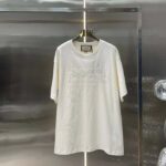 Gucci Women GG Cotton Jersey T-Shirt Off White Heavy Cities Embroidery Crewneck Short Sleeves Oversize Fit - Imagen 2