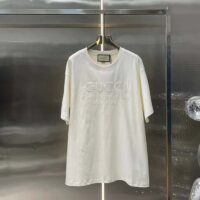 Gucci Unisex GG Cotton Jersey T-Shirt Off White Heavy Cities Embroidery Crewneck Short Sleeves Oversize Fit (11)