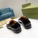 Gucci Unisex GG Interlocking G Loafer Black White Leather Sole Flat 1.5 CM Heel - Image 7