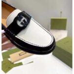 Gucci Unisex GG Interlocking G Loafer Black White Leather Sole Flat 1.5 CM Heel - Image 9