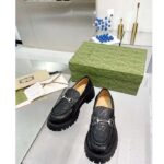 Gucci Unisex GG Lug Loafer Black GG Leather Horsebit Rubber Sole 1.5 CM Heel Height - Imagen 3