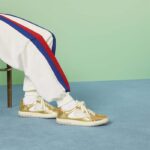 Gucci Unisex GG MAC80 Sneaker Metallic Gold Leather Interlocking G Embroidery Round Toe Rubber Flat - Bild 11