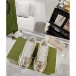 Gucci Unisex GG MAC80 Sneaker Metallic Gold Leather Interlocking G Embroidery Round Toe Rubber Flat - Bild 4