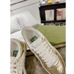 Gucci Unisex GG MAC80 Sneaker Metallic Gold Leather Interlocking G Embroidery Round Toe Rubber Flat - Bild 9