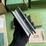 Gucci Unisex GG Marmont Card Case Wallet Metallic Silver Leather Double G – Image 8