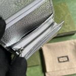 Gucci Unisex GG Marmont Card Case Wallet Metallic Silver Leather Double G – Image 5