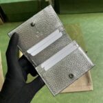 Gucci Unisex GG Marmont Card Case Wallet Metallic Silver Leather Double G – Image 6