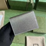 Gucci Unisex GG Marmont Card Case Wallet Metallic Silver Leather Double G – Image 3