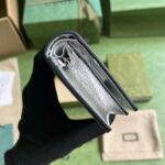 Gucci Unisex GG Marmont Card Case Wallet Metallic Silver Leather Double G – Image 7