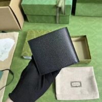 Gucci Unisex GG Wallet Interlocking G Black Leather Palladium-Toned Hardware Moiré Lining (5)