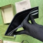 Gucci Unisex GG Wallet Interlocking G Black Leather Palladium-Toned Hardware Moiré Lining - immagine 8