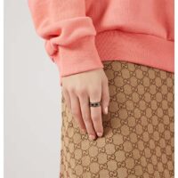 Gucci Unisex Icon Ring Yellow Gold Interlocking G 18k Yellow Gold Black Synthetic Corundum (3)