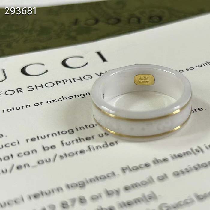 Gucci Unisex Icon Ring Yellow Gold Interlocking G 18k Yellow Gold White Zirconia (1)