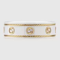 Gucci Unisex Icon Ring Yellow Gold Interlocking G 18k Yellow Gold White Zirconia (3)