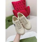 Gucci Unisex Interlocking G Rhyton Sneakers Ivory Leather Navy Cut-Out Rubber Sole - Bild 6