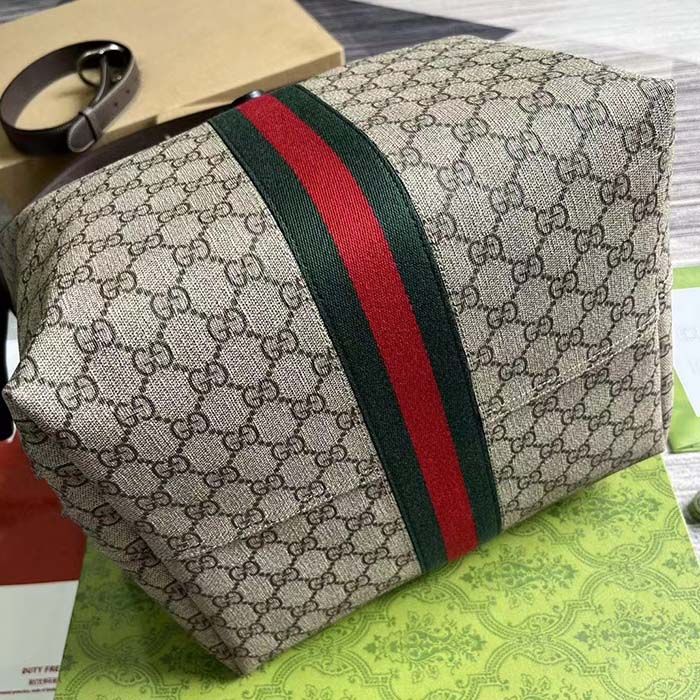 Gucci Unisex Jackie 1961 Small Shoulder Bag Beige Ebony GG Supreme Piston Closure (8)