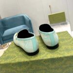 Gucci Unisex Jordaan Jumbo GG Loafer Beige Mint Green Canvas Leather Sole Horsebit - Image 6