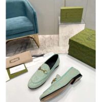 Gucci Unisex Jordaan Jumbo GG Loafer Beige Mint Green Canvas Leather Sole Horsebit (5)