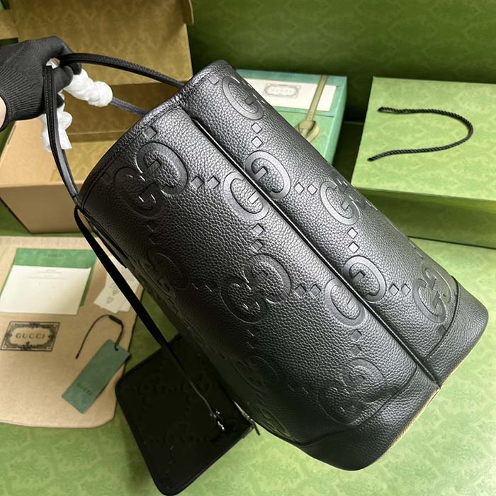 Gucci Unisex Jumbo GG Large Tote Bag Black Jumbo GG Leather (11)