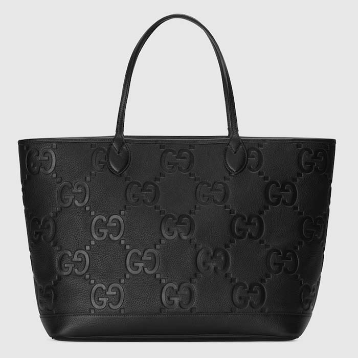 Gucci Unisex Jumbo GG Large Tote Bag Black Jumbo GG Leather