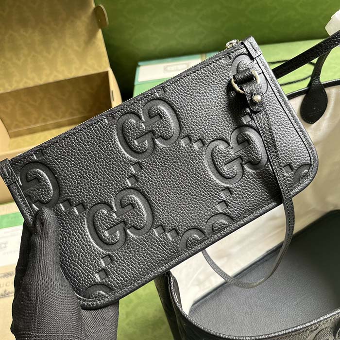Gucci Unisex Jumbo GG Large Tote Bag Black Jumbo GG Leather (3)