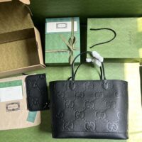 Gucci Unisex Jumbo GG Large Tote Bag Black Jumbo GG Leather (2)