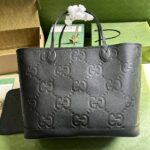 Gucci Unisex Jumbo GG Large Tote Bag Black Jumbo GG Leather - Image 4