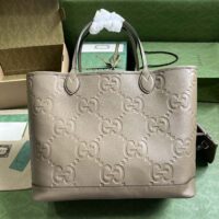 Gucci Unisex Jumbo GG Large Tote Bag Taupe Jumbo GG Leather (2)