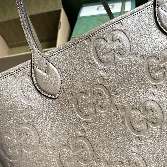 Gucci Unisex Jumbo GG Large Tote Bag Taupe Jumbo GG Leather (5)