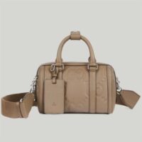 Gucci Unisex Jumbo GG Mini Duffle Bag Taupe Leather Double G Zip Closure (3)